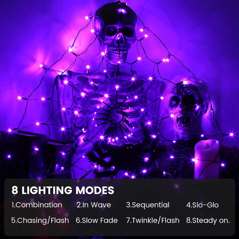 GAOMON Halloween Purple Spider Web Lights Waterproof