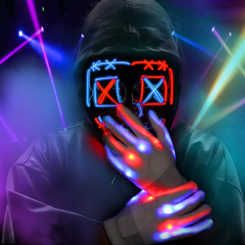 GAOMON Halloween LED Mask Skeleton Gloves Set