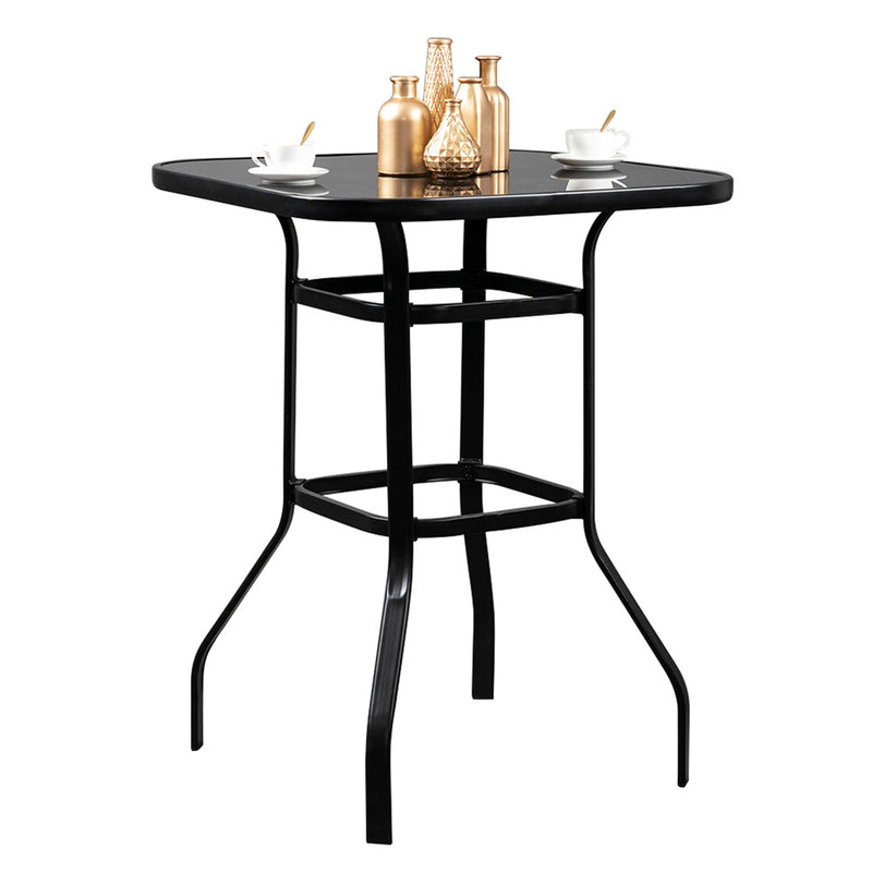 GAOMON Iron Patio High Bar Table 5mm Tempered Glass Exquisite Workmanship Table
