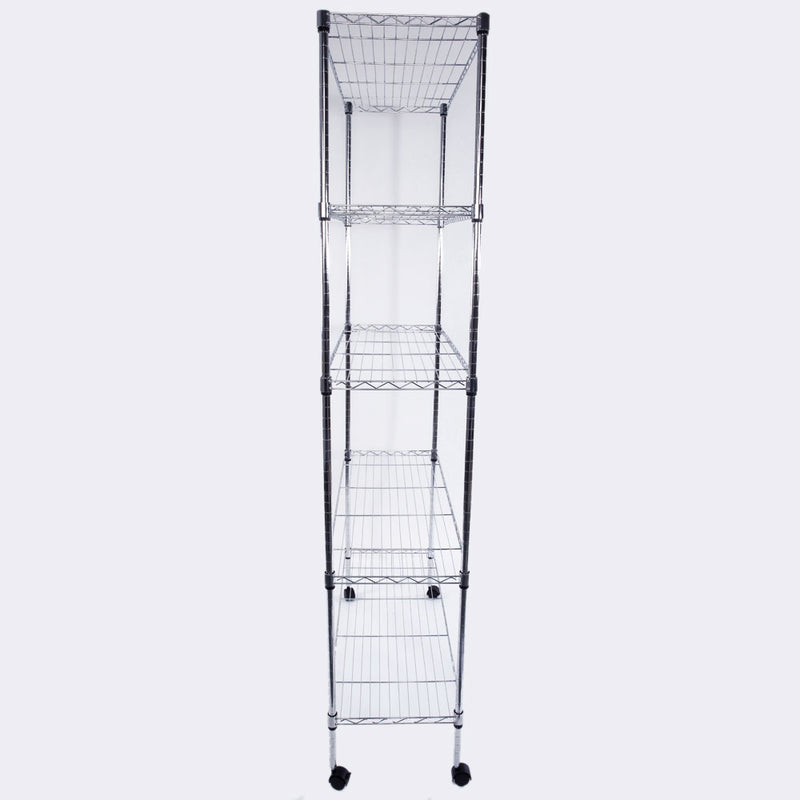 GAOMON 5-Layer Iron Shelf with 1.5" Smooth Wheels Chrome Plated Storage Rack Organizer