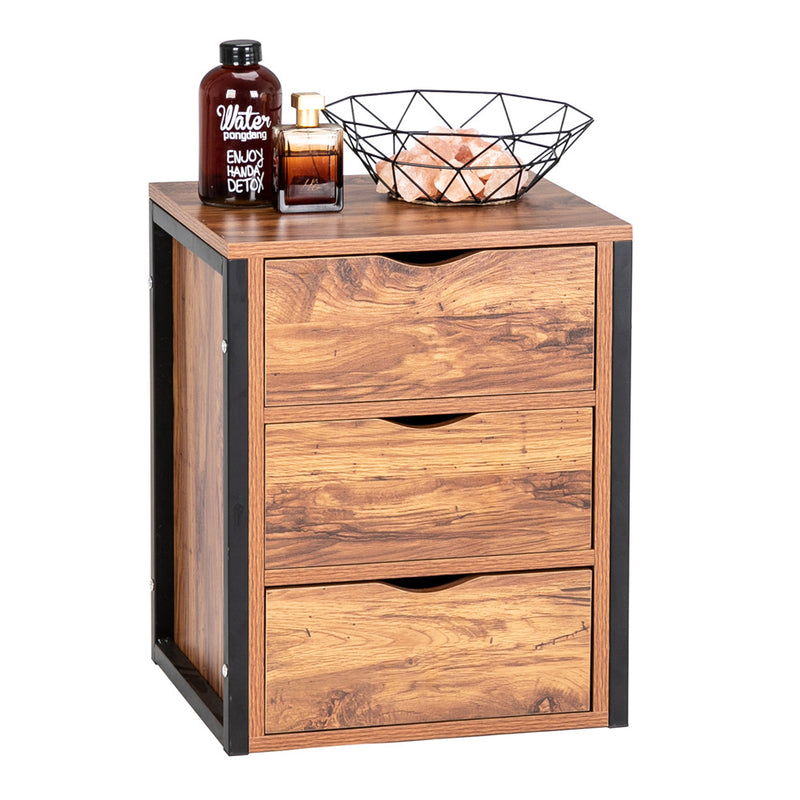 GAOMON Steel Frame Three-drawing Bedside Table Household Furniture for Living Room