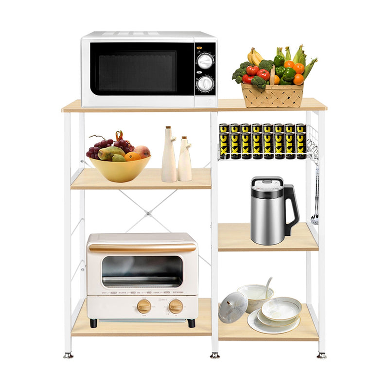 GAOMON 4-layer Microwave Oven Rack Floor-standing White Maple