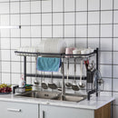 GAOMON Single Layer Bowl Rack Shelf Dish Drainer 92cm Inner Length Kitchen Organizer Black