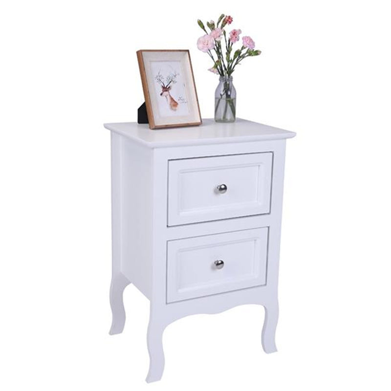GAOMON Rural Style Bedside Table Nightstands with 2 Drawers Storage Cabinet White