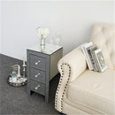 GAOMON Mini Cabinet Table with 3-drawers Nightstand Bedroom Silver