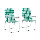 GAOMON 2pcs Beach Chair Steel Tube Bearing 120kg Folding Beach Chair Light Green Stripes