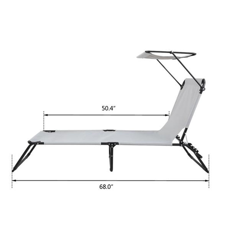 GAOMON Outdoor Foldable Triple Folding Bed with Head Canopy Grey