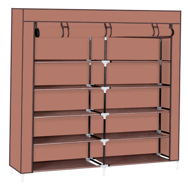 GAOMON 7 Layers 14 Grids Shoe Rack Portable Shoe Cabinet Brown