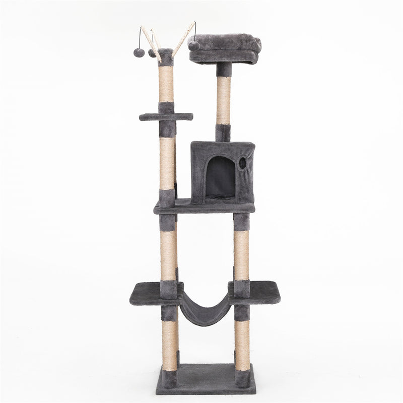 GAOMON Cat Tree Toy Plush Indoor Multistory Cat Tree Toys Cat Climbing Frame Toy Grey