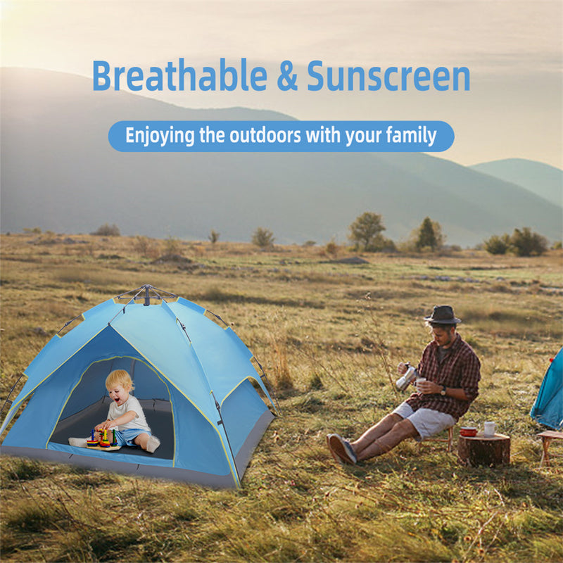 GAOMON Camping Tent 4-side Double-layer Double-door Hydraulic Easy Setup Tent Blue
