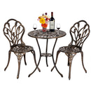 GAOMON 3pcs Tulip Bistro Set European Style Cast Aluminum Bronze Color Outdoor