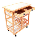 GAOMON Wooden Dining Cart with 2-Drawer Removable Storage Rack Shelf