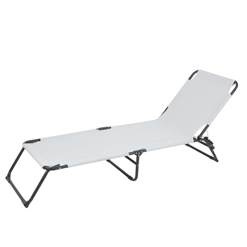 GAOMON Outdoor Folding Three-fold Camping Bed for Courtyard Beach Reclining Lounger Grey