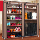 GAOMON Double Row 9-compartment Shoe Cabinet Boots Storage Case Coffee