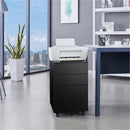 GAOMON 39cm Movable Storage Cabinet with 3 Side-pull Drawers File Cabinet Black