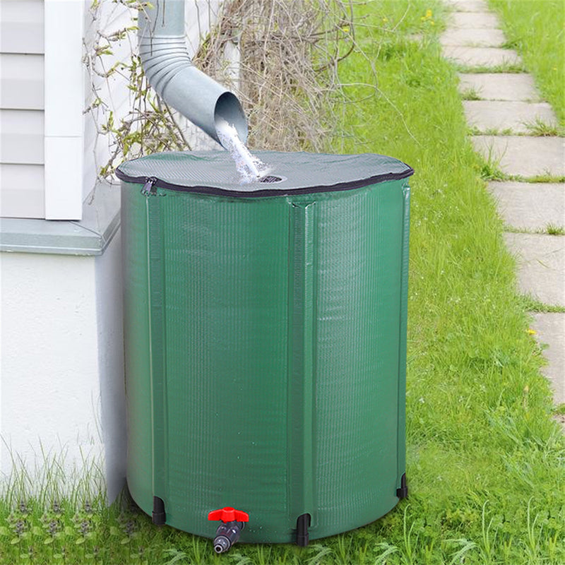 GAOMON 500d 50 Gallon Folding Rain Barrel Foldable Rain Bucket Green