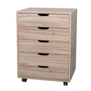 GAOMON Wooden File Cabinet Five Drawers with 360 Degree Removable Wheels Coffee