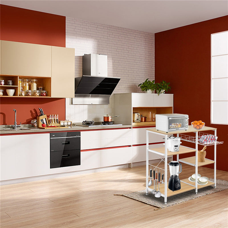 GAOMON 4-layer Microwave Oven Rack Floor-standing White Maple