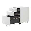 GAOMON 39cm Movable Storage Cabinet with Three Side-pull Drawers File Cabinet White