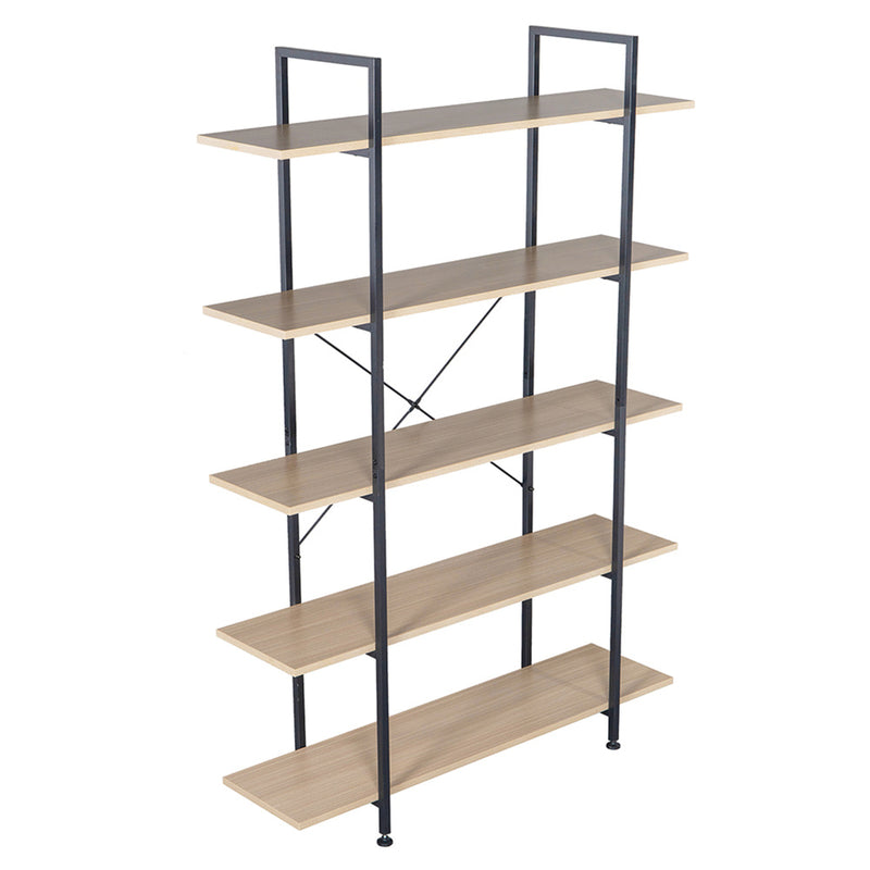 GAOMON 5-tier Bookcase Spacious Vintage Wood Metal Shelf Furniture
