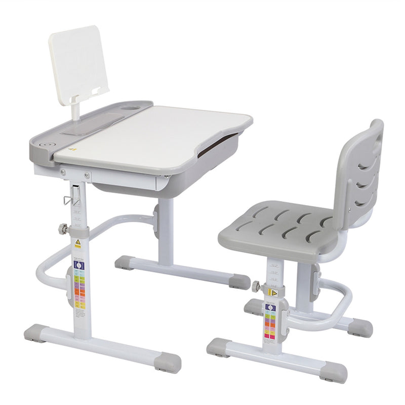 GAOMON 70cm Kids Desk Chair Set Height Adjustable Children Study Desk Gray