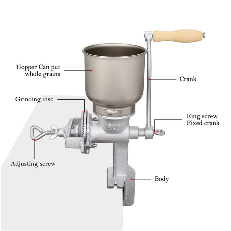 GAOMON Hand Crank Grain Mill Manual Grinder Silver