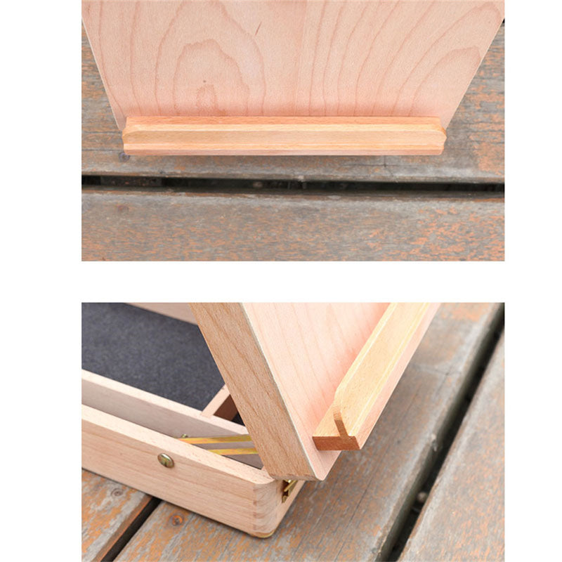 GAOMON Portable Beech Sketch Box with Easel Impact-Resistant 4 Compartments Storage Box