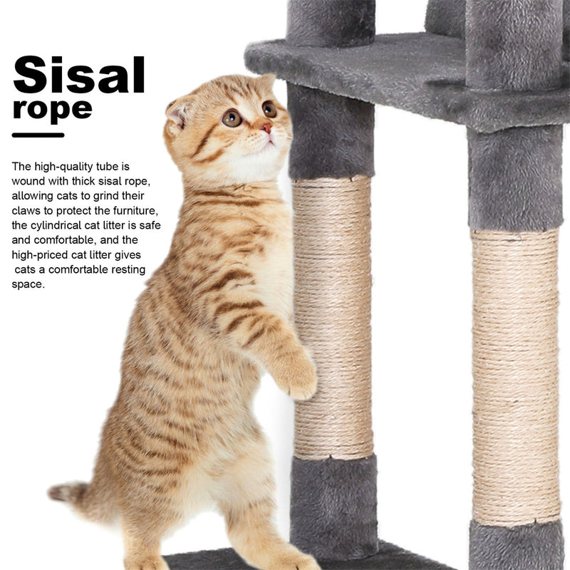 GAOMON Cat Tree Toy Plush Indoor Multistory Cat Tree Toys Cat Climbing Frame Toy Grey