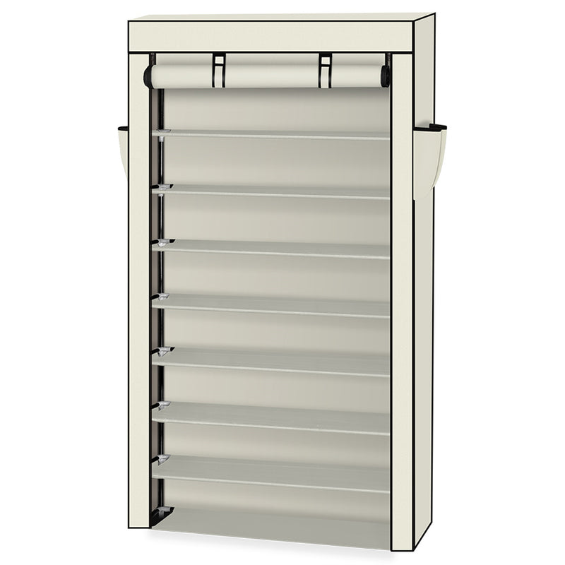 GAOMON Shoe Rack 10 Layers Widened Black Shoe Cabinet 160*30*88 Beige