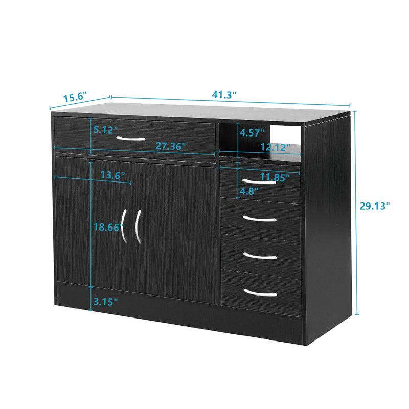 GAOMON Mdf Bathroom Cabinet with Double Doors Five Drawers Lightweight Waterproof Storage Cabinet