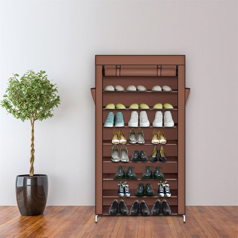 GAOMON Shoe Rack 10 Layers Widened Black Shoe Cabinet 160*30*88 Brown
