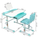 GAOMON Kids Desk Chair Set 80cm Hand-operated Lifting Table Top Blue Green
