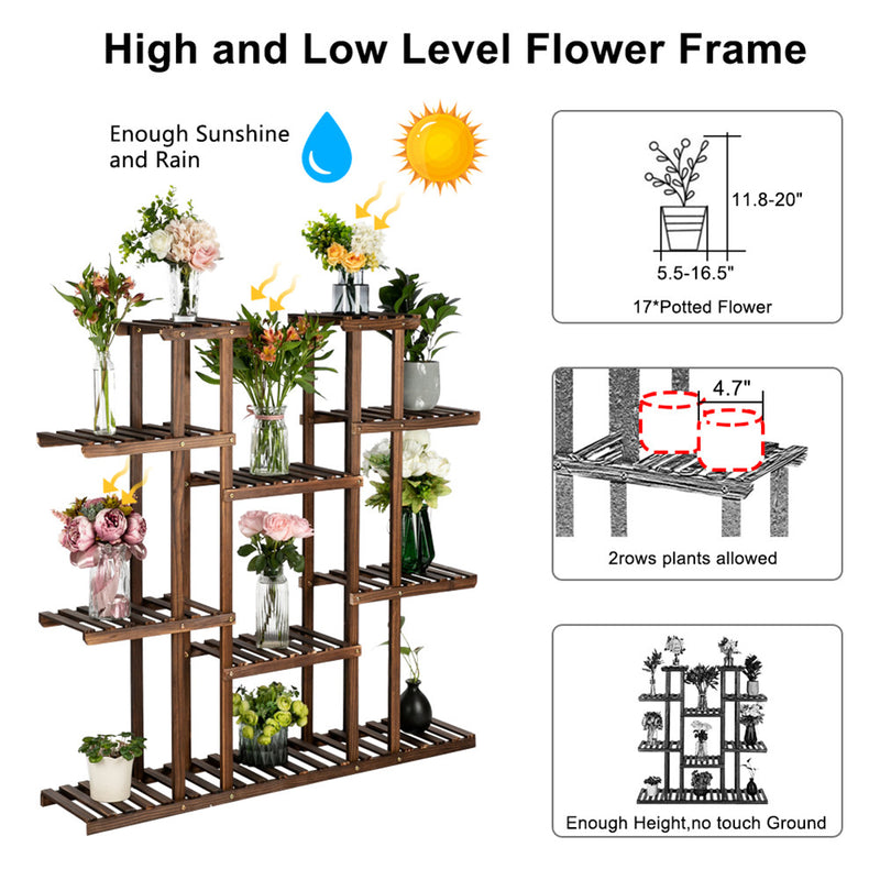 GAOMON 6-tier 11-base Multi-functional Wood Plant Stand Plant Organizing Rack
