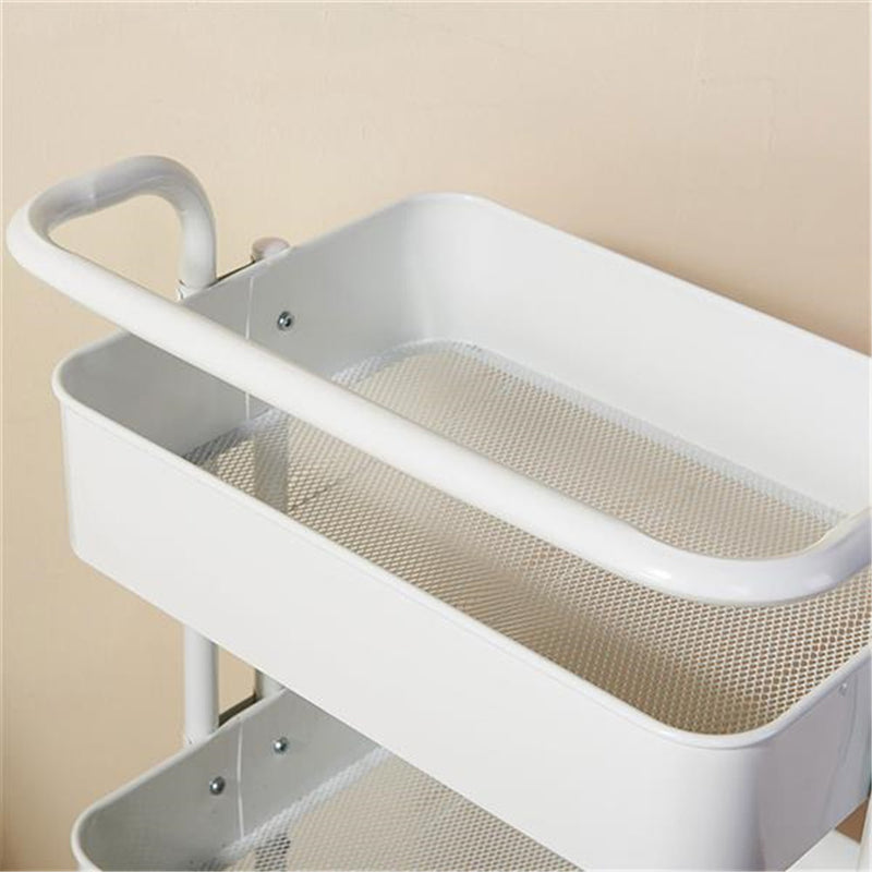 GAOMON 3-tier Widened Cart Multi-function Layer Cart Movable Storage Rack Ivory