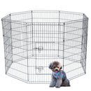 GAOMON 42" Basics Play Area Foldable Metal Pet Wire Fence 8 Pieces with Open Doors Black