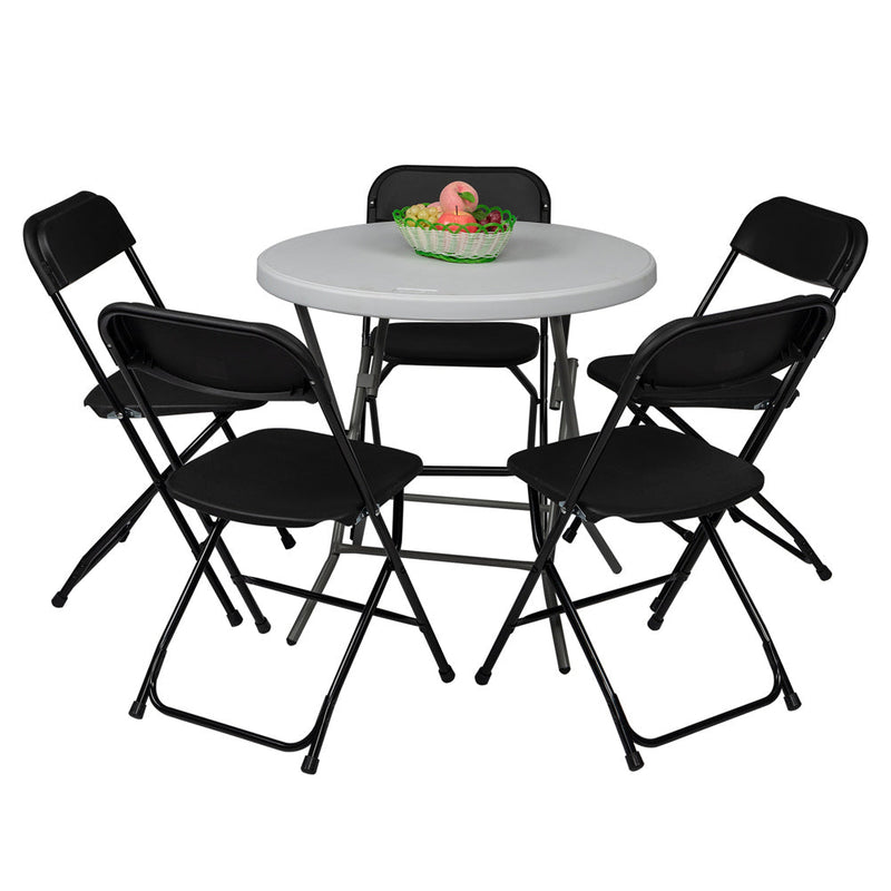 GAOMON 5pcs Folding Chair Plastic Portable Stackable Patio Stool White