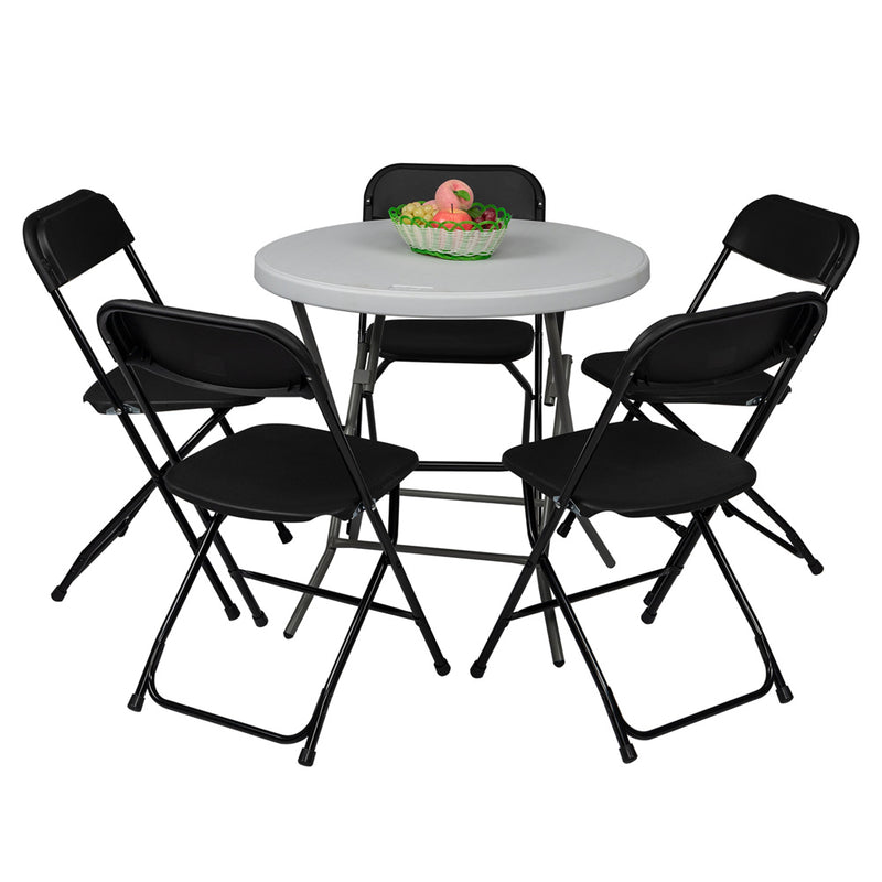 GAOMON 5pcs Folding Chair Plastic Portable Stackable Patio Stool Black