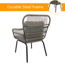 GAOMON 3 Pcs/set Patio Table Chair Set Outdoor Single Chair + Coffee Table Grey