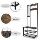 GAOMON 2-in-1 Coat Rack with 2 Layer Mesh Clothes Organizer with Hooks Brown