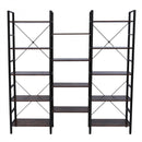 GAOMON Triple Wide 5 Tier Bookshelf Industrial Style Multipurpose Storage Rack Bookcases