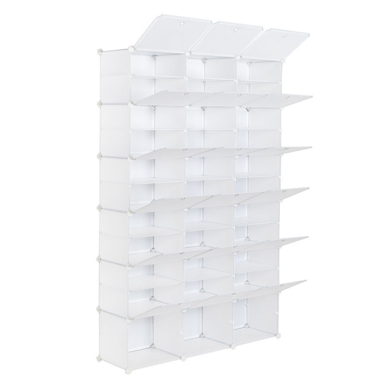 RONSHIN 3 Rows 12-tier Portable Shoe Rack Organizer Shoe Cabinet 122 x 32 x 180cm White