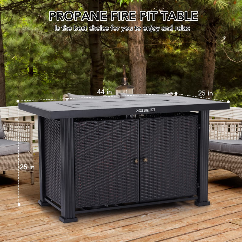 GAOMON 44 Inch Propane Fire Pit Table 50000BTU Rectangle Table with Double-Sided Cover