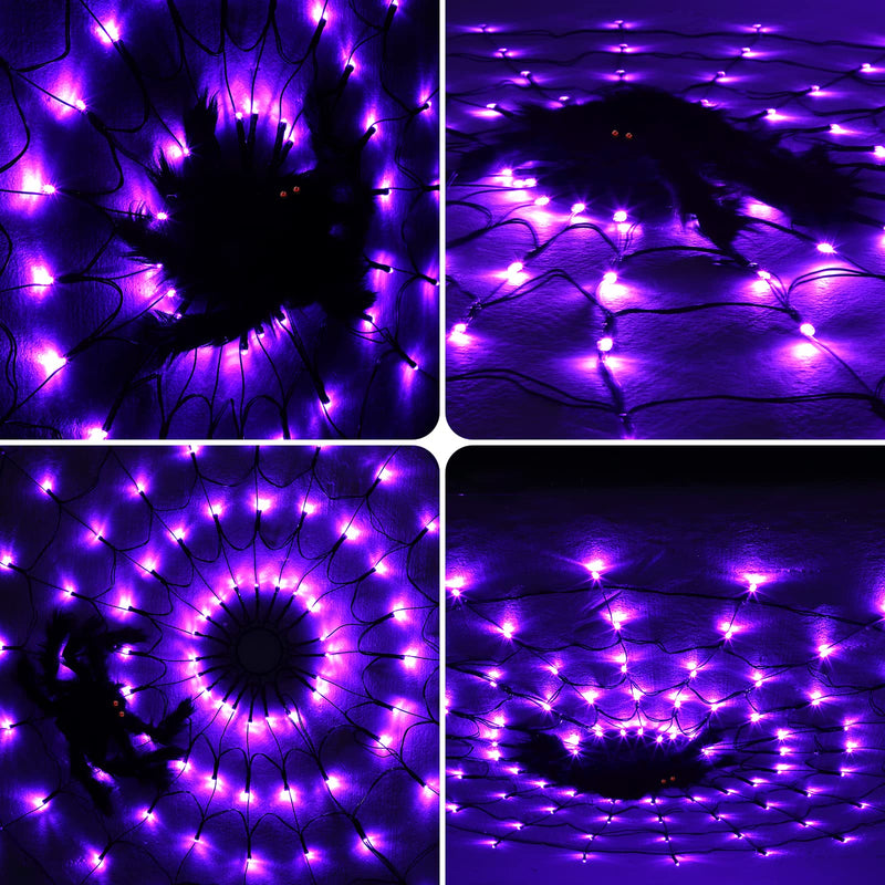 GAOMON Halloween Purple Spider Web Lights Waterproof