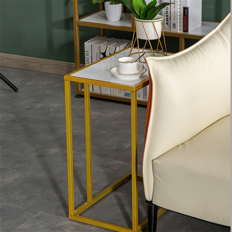 GAOMON Marble Side Table Easy to Assemble Table with Sturdy Table Legs 30x48x61cm