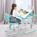 GAOMON Kids Desk Chair Set 80cm Hand-operated Lifting Table Top Blue Green
