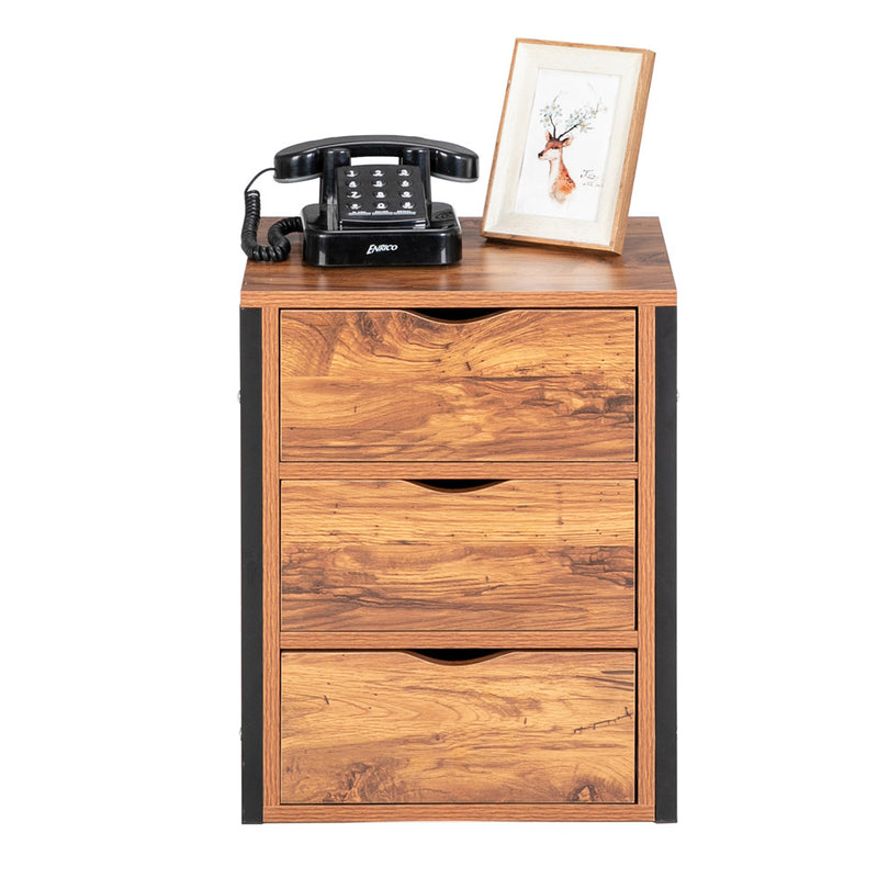 GAOMON Steel Frame Three-drawing Bedside Table Household Furniture for Living Room