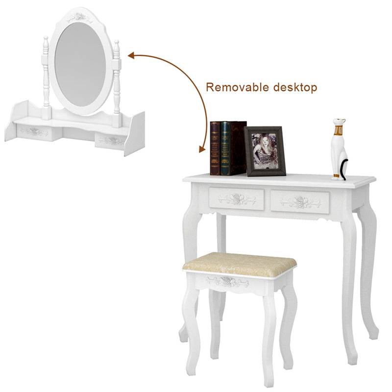 GAOMON Mirror Dresser Mdf Modern Concise 4-Drawer Removable Mirror Dresser