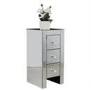 GAOMON Mini Cabinet Table with 3-drawers Nightstand Bedroom Silver