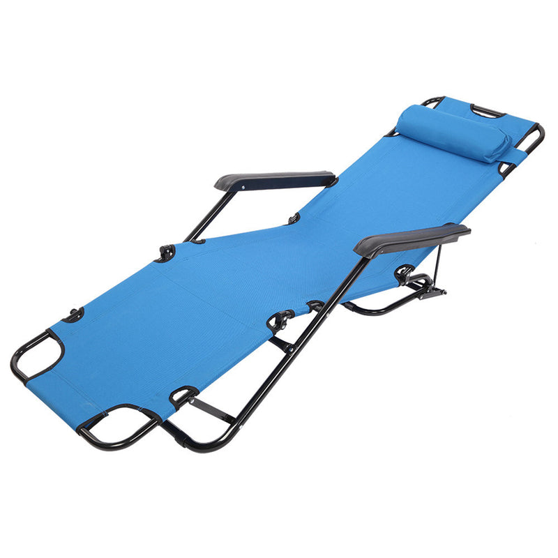 GAOMON Portable Camping Outdoor Seat Lounge Travel Folding Dual-use Extended Recliner Blue