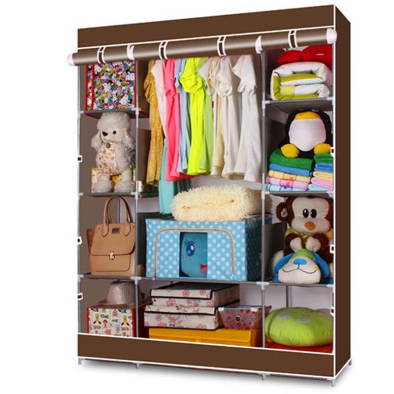 GAOMON Portable Clothes Closet Wardrobe 4-tier 10-Lattices Storage Organizer Coffee